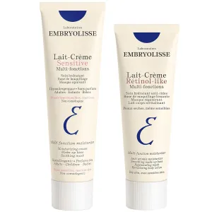 Embryolisse Lait Crème Sensitive 3.38 Fl Oz & Lait Crème Retinol-Like 2.54 Fl Oz Bundle, Hypoallergenic Moisturizer & Anti-Aging Cream Duo