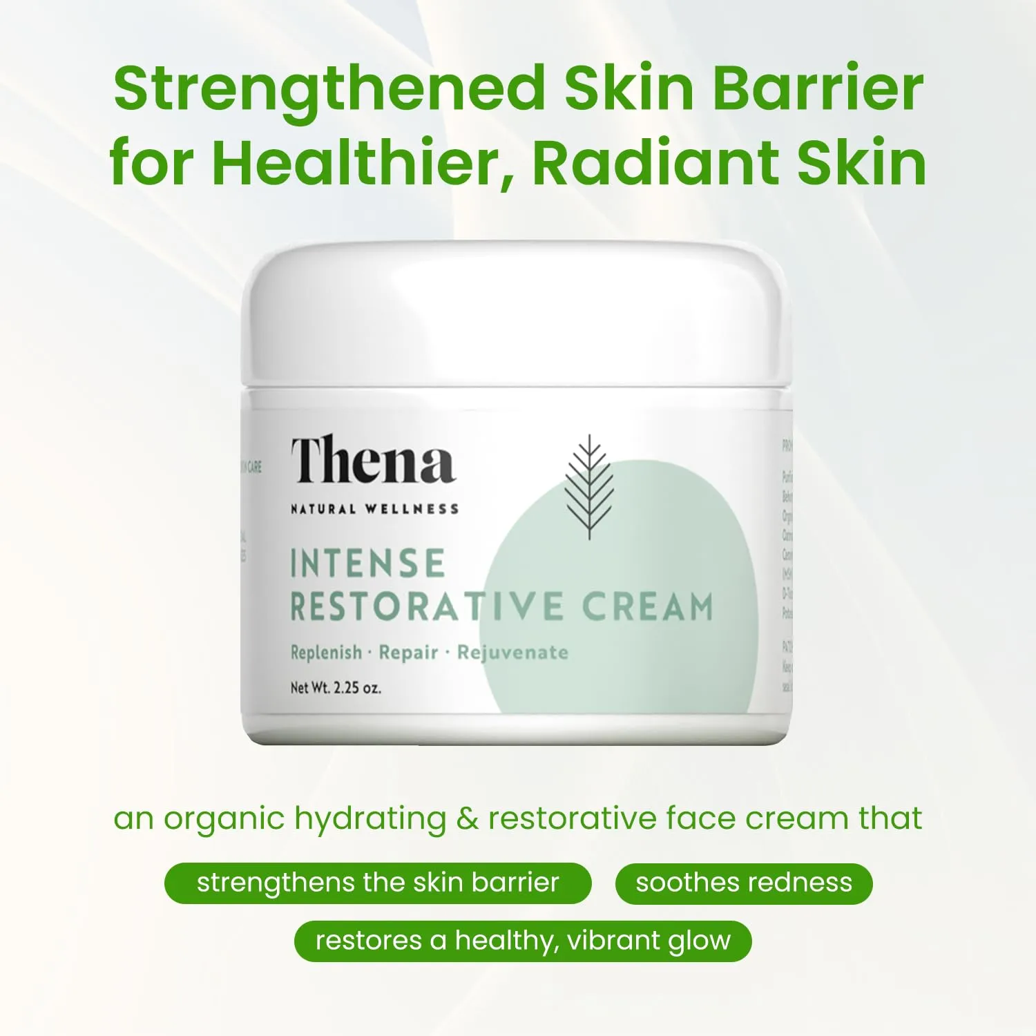 Face Moisturizer For Dry Skin Barrier Repair Cream Fragrance Free Facial Cream, Organic & Natural Skin Care Vegan Sensitive Skin, Thena RESTORE Essential Routine Collection