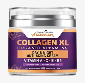 Face Collagen Cream with Retinol and Hyaluronic Acid, Day Night cream Made in USA Moisturizer With vitamin A, C, E B5 with Airless Pump