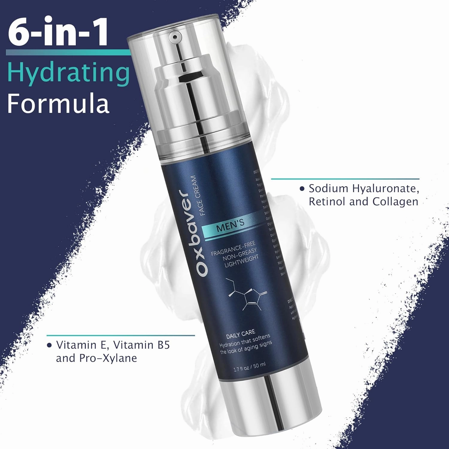 Face Cream for Men: 6-in-1 for Men Face Moisturizer with Collagen and Retinol for Deep Hydration All Day and to Reduce the Look of Aging Signs (1)