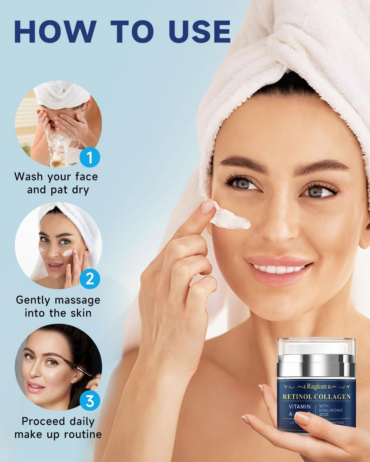 Face Moisturizer Retinol Cream - Neck Collagen Creams for Tightening and Firming - anti Aging Day & Night Facial Moisturizer for Women & Men, Tighten and Lift Wrinkle Cream - 1.7 Fl Oz