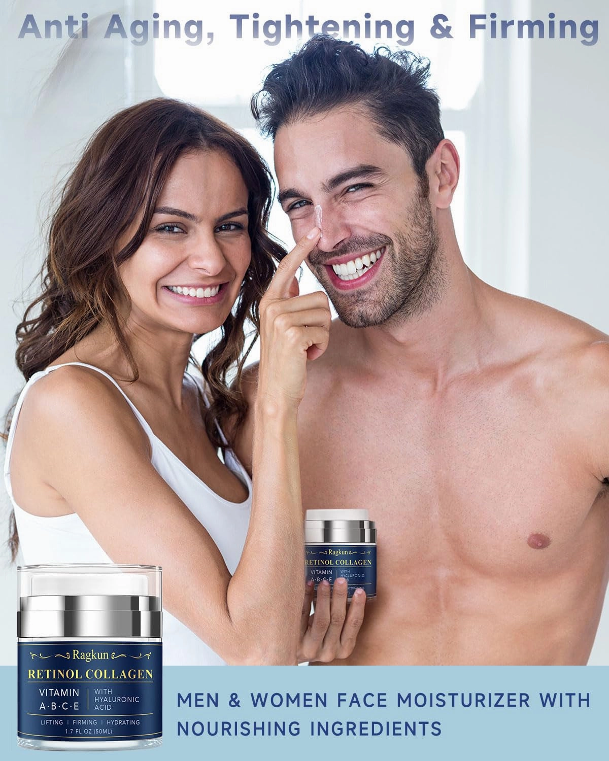 Face Moisturizer Retinol Cream - Neck Collagen Creams for Tightening and Firming - anti Aging Day & Night Facial Moisturizer for Women & Men, Tighten and Lift Wrinkle Cream - 1.7 Fl Oz