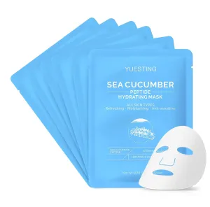 Facial Mask with Sea Cucumber Peptide,Sheet Face Masks Skincare,Deep Moisturizing Sodium Hyaluronate Ceramide Formulated Faciales For Women Skin Care - 6 Count