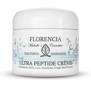 Florencia Ultra Peptide Cream - Nourishing, Vegan Face Moisturizer with Hyaluronic Acid & Matrixyl 3000 - Hydrates, Firms, Improves Fine Lines - Natural & Organic, 2 oz
