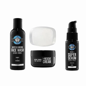 Game Face Grooming Men's Gift Set - Get Your Essentials With Our i-Rescue Cream, Face Wash, Daily Moisturizer, and Glycerin Soap
