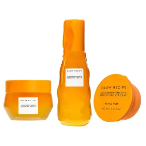 Glow Recipe Cloudberry Brightening & Moisture Trio - Brightening Face Cream & Refill Pod to Repair Skin Barrier & Even Tone (50ml/ea)   Face Toner to Strengthen Skin Barrier & Hydrate (75ml)
