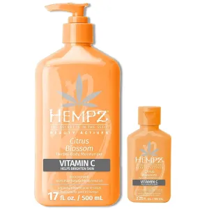 Hempz Body Lotion - Citrus Blossom Limited Edition Daily Moisturizing Cream, Shea Butter, Aloe, Body Moisturizer - Skin Care Products, All Natural Hemp Seed Oil, Large and Travel Size Bundle