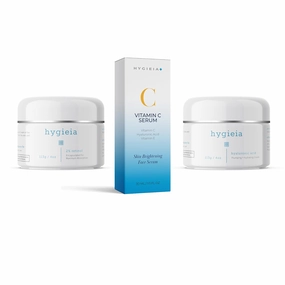 Hygieia   Youthful Skin Bundle for Wrinkle Reduction: 2% Retinol Cream (4oz), Hyaluronic Acid Cream (4oz), and Vitamin C Serum (30ml)