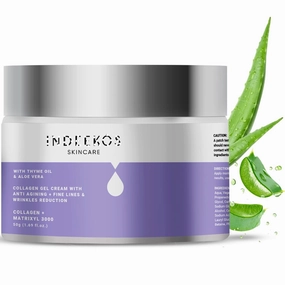 IND'EEKOS Collagen Cream for Women, Anti ageing Formula to Reduce Wrinkles and Fine Lines, Made with Thyme Oil, Hyaluronic Acid, Suitable for All Skin Types, 50gms