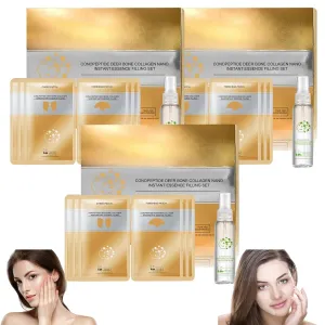 Instant Skin Essence Collagen Set, Spiral Peptide Deer Bone Collagen Essence Kit Provides Long-Lasting Moisturizing and Firming Elasticity (03)