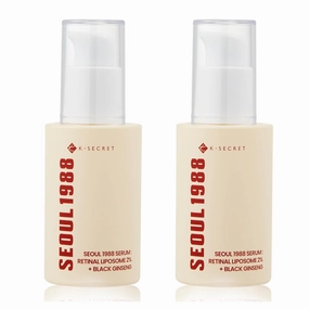 K-SECRET SEOUL 1988 Retinal Serum: Retinol Serum for Face Anti Aging Wrinkle Care - 2% Retinal Liposome Black Ginseng Niacinamide Bakuchiol Vitamin C & 3 Peptides - Korean Skincare 30mL 2Pcs