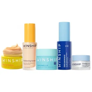 Kinship AM/PM Bundle - Brightwave Vit C Eye Cream   Brightwave 10% Vitamin C Face Serum   Dreamwave Overnight Renewal Serum   Supermello Gel Cream Moisturizer   Super Rich Collagen Firming Cream
