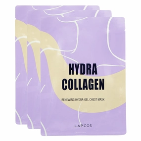 LAPCOS Collagen Chest Mask, Renewing Hydra-gel Chesk Mask with Hyaluronic Acid & Collagen to Tighten and Firm Skin, Improve Tone & Reduce Fine Lines & Wrinkles (3 Pack)