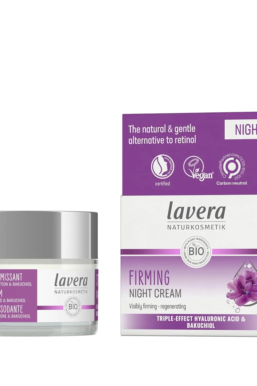 lavera Firming Night Care - Anti Aging Night Cream with Triple Hyaluron & Bakuchiol for Smooth Skin - Anti Wrinkle Face Cream - Face Moisturizer - PETA Certified - Vegan - Made in Germany - 1.7 Fl Oz