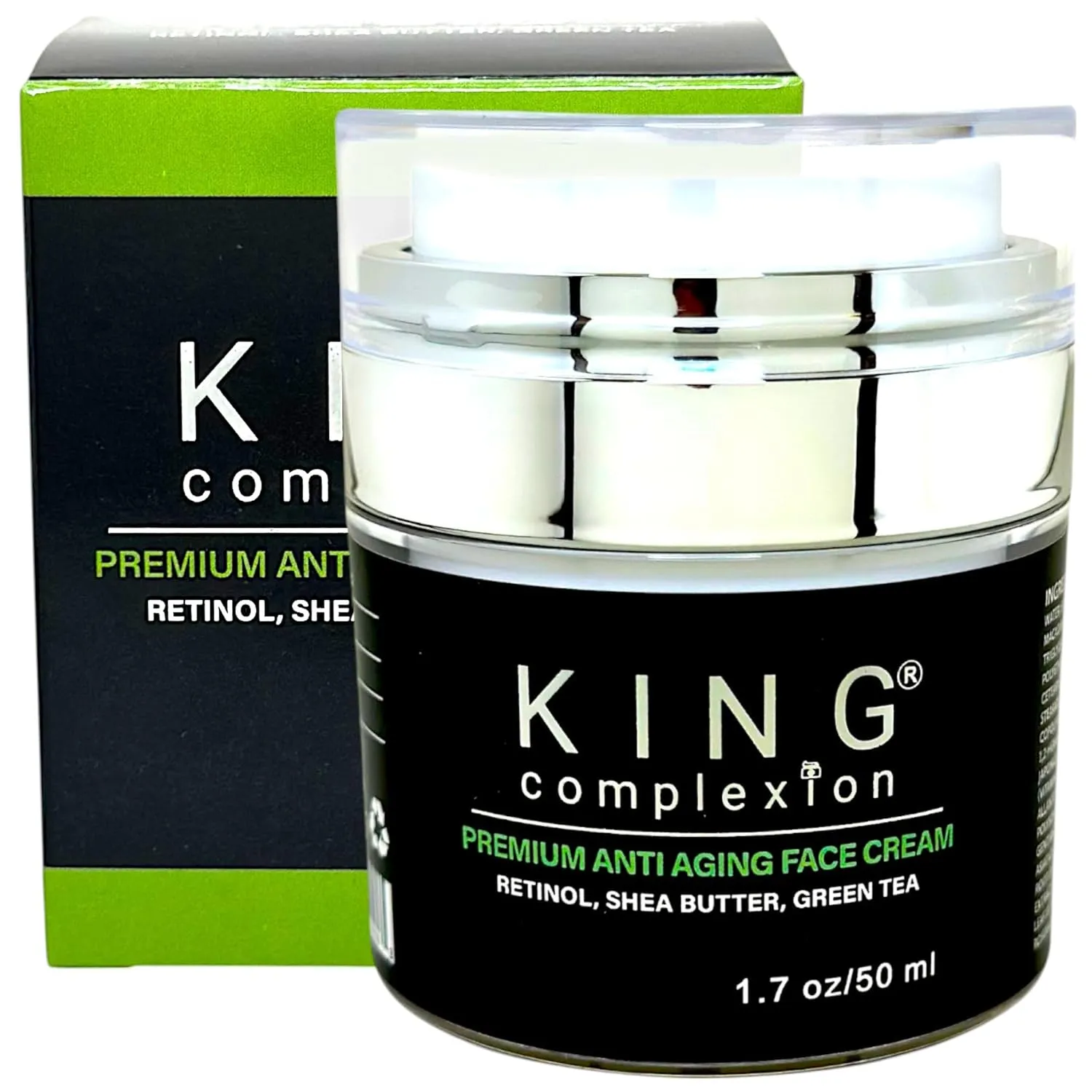 Luxury Anti Aging Face Cream – Organic, Lightweight, Easy Pump Jar, Won't Irritate, Retinol, Shea Butter, Green Tea, Non Greasy, Black Owned, Mens Face Moisturizer (1.7 oz)