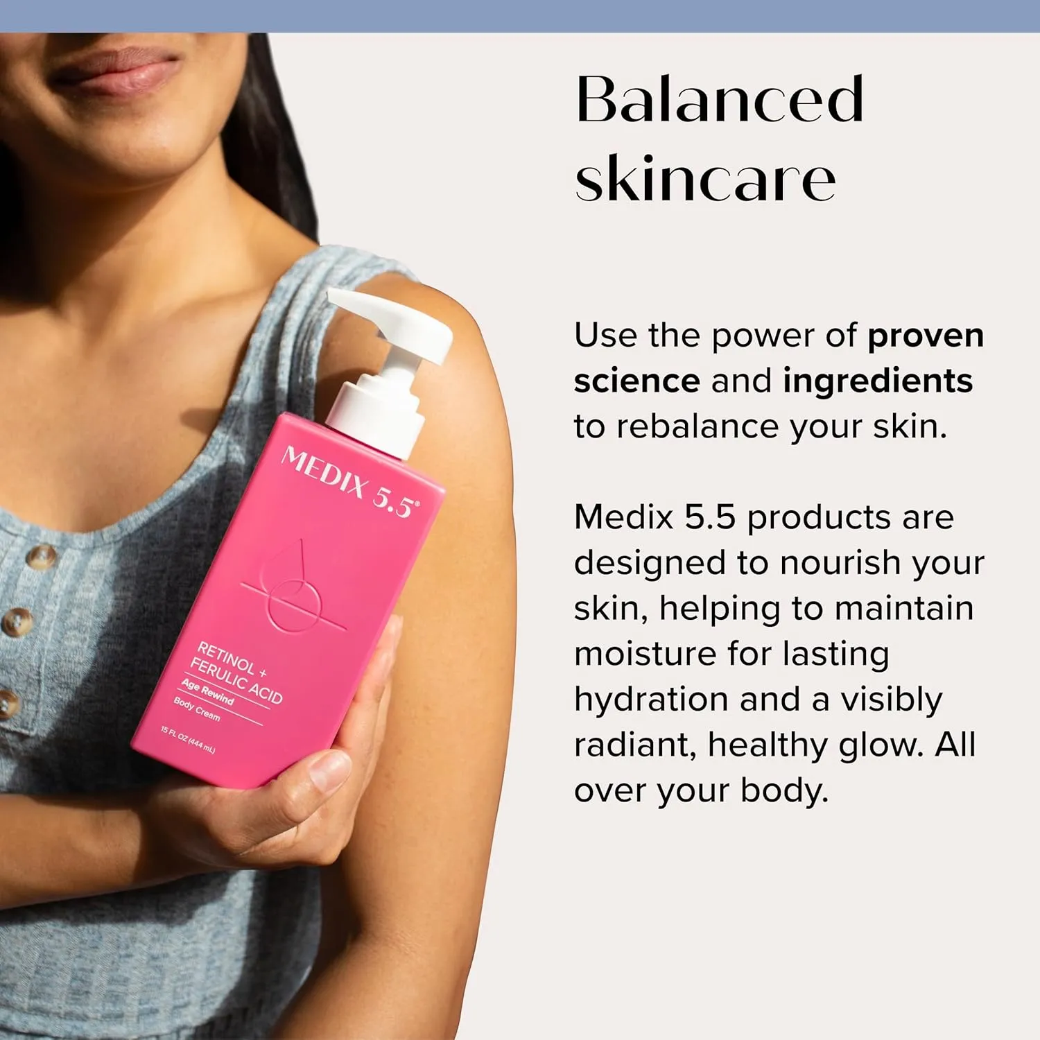 Medix 5.5 Retinol Body Lotion Skincare Moisturizer | Anti Aging Retinol Body Cream | Skin Care Tightening Lotion For Women & Men Helps Diminish Look Of Crepey Skin, Wrinkles, & Fine Lines, 15 Fl Oz