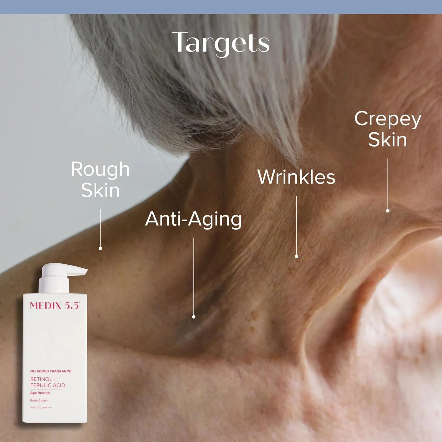 MEDIX Fragrance Free Retinol Body Lotion Crepey Skin Care Treatment | Firming Body & Face Moisturizer | Anti Aging Retinol Cream For Face Targets Look Of Crepe Skin & Wrinkles, 15 Fl Oz