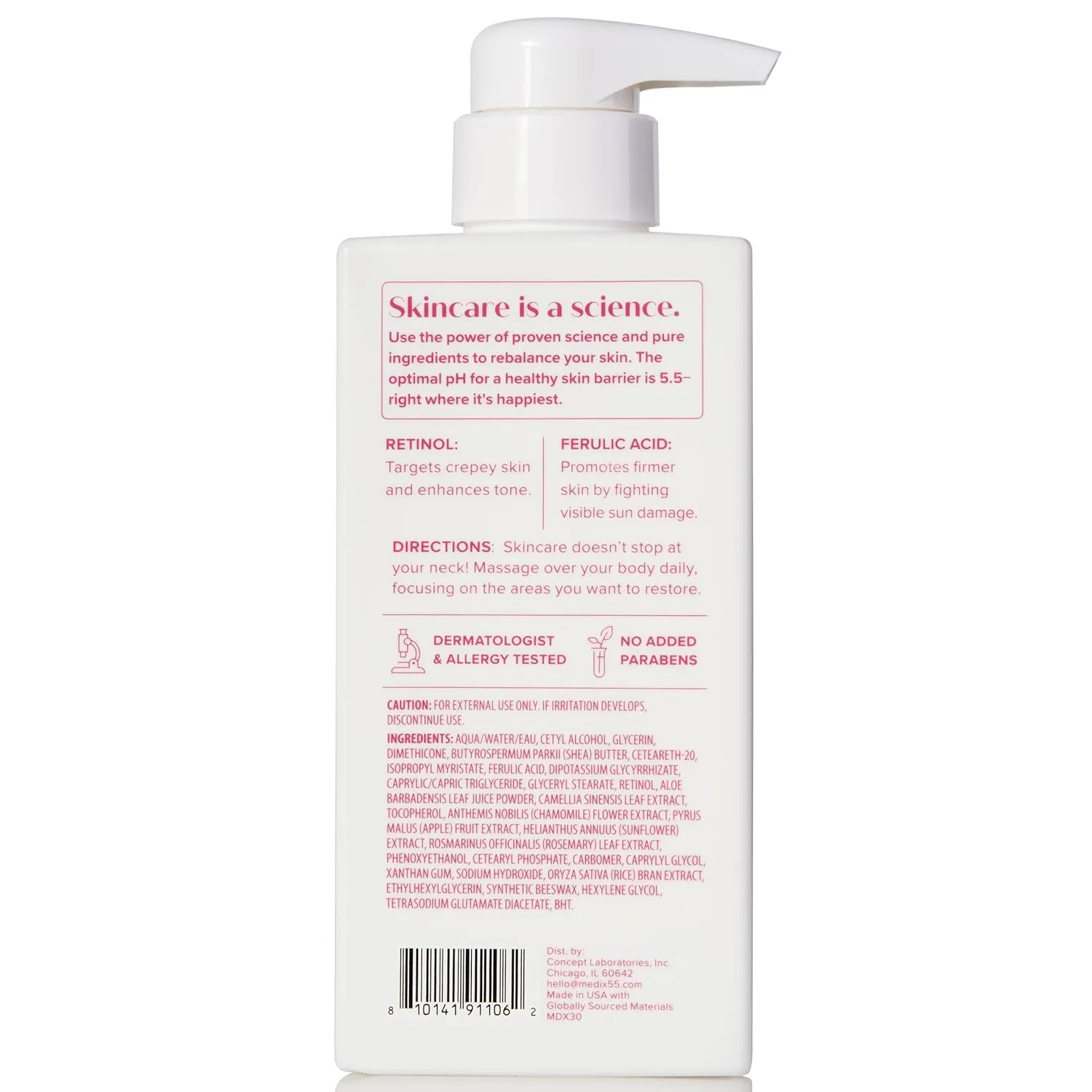 MEDIX Fragrance Free Retinol Body Lotion Crepey Skin Care Treatment | Firming Body & Face Moisturizer | Anti Aging Retinol Cream For Face Targets Look Of Crepe Skin & Wrinkles, 15 Fl Oz