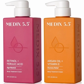 Medix 5.5 Retinol Body Lotion   Argan Oil Cream 2PC Skin Care Set Body & Face Moisturizer | Firming Body Lotion Bundle Reduces Look Of Wrinkles, Cellulite, Crepey Skin, & Uneven Skin Tone, 2PC