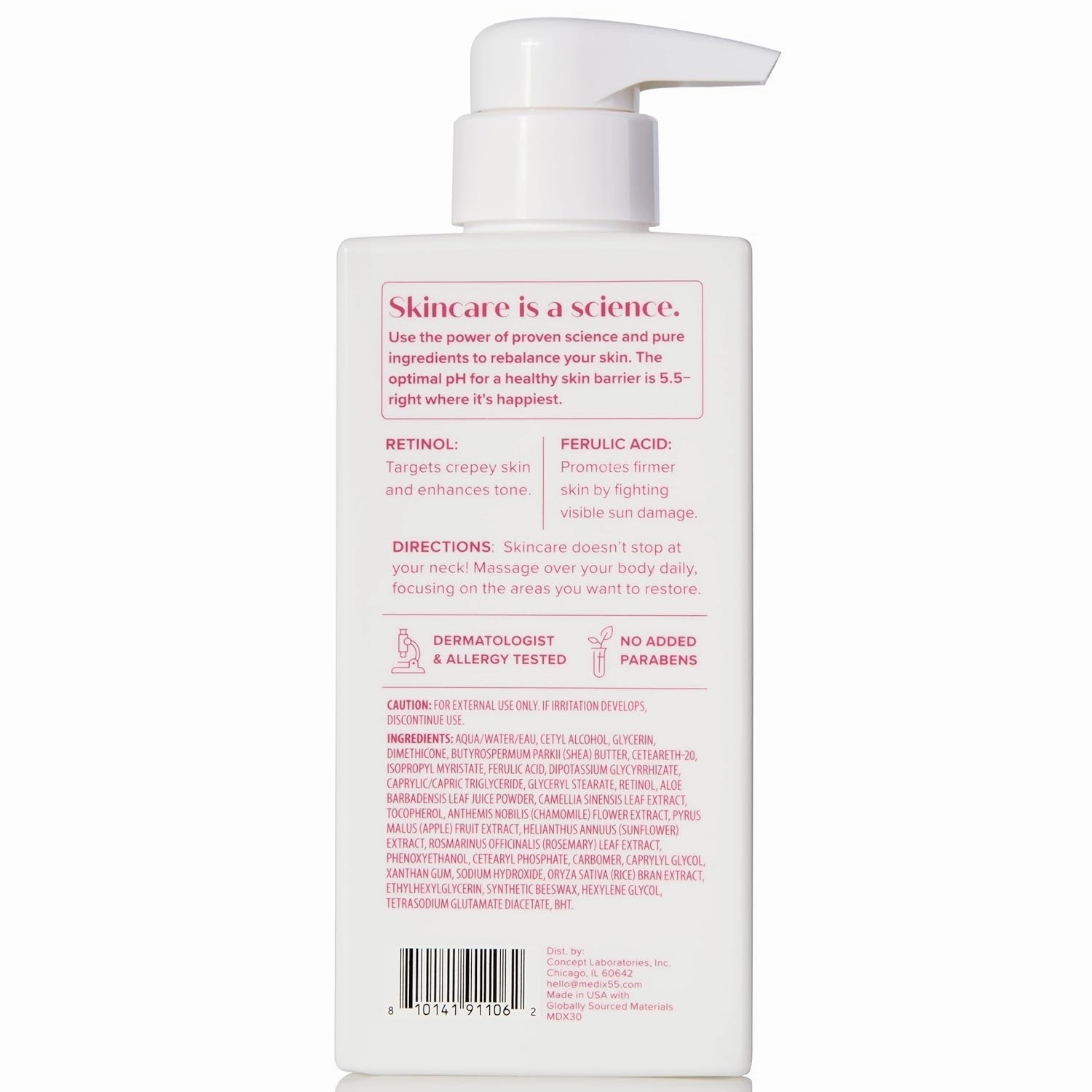 MEDIX Fragrance Free Retinol Body Lotion Crepey Skin Care Treatment | Firming Body & Face Moisturizer | Anti Aging Retinol Cream For Face Targets Look Of Crepe Skin & Wrinkles, 2-Pack