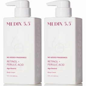 MEDIX Fragrance Free Retinol Body Lotion Crepey Skin Care Treatment | Firming Body & Face Moisturizer | Anti Aging Retinol Cream For Face Targets Look Of Crepe Skin & Wrinkles, 2-Pack