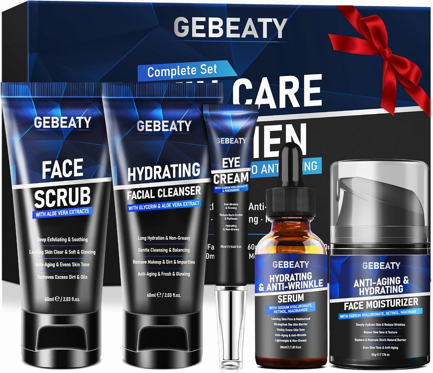 Mens Skin Care Kit,Skin Care for Men,Deep Hydrate,Moisturize,Firm Skin,Gentle Men's Facial Skin Care Routine Kit for Men Christmas Valentines Birthday Gifts for Him Boyfriend Husband Fathers Dad