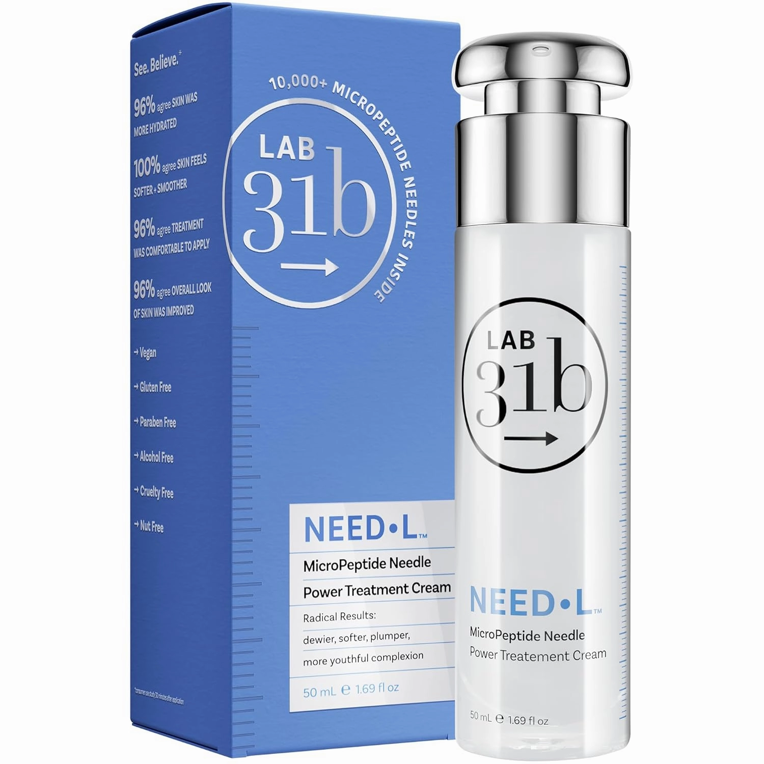 MicroPeptide Power Treatment Cream Moisturizer, Anti Aging Skin Care with Hyaluronic Acid, Peptides for Wrinkles, Dewy, Plump Skin, Vegan, Paraben, Cruelty & Alcohol Free, 1.69 fl oz