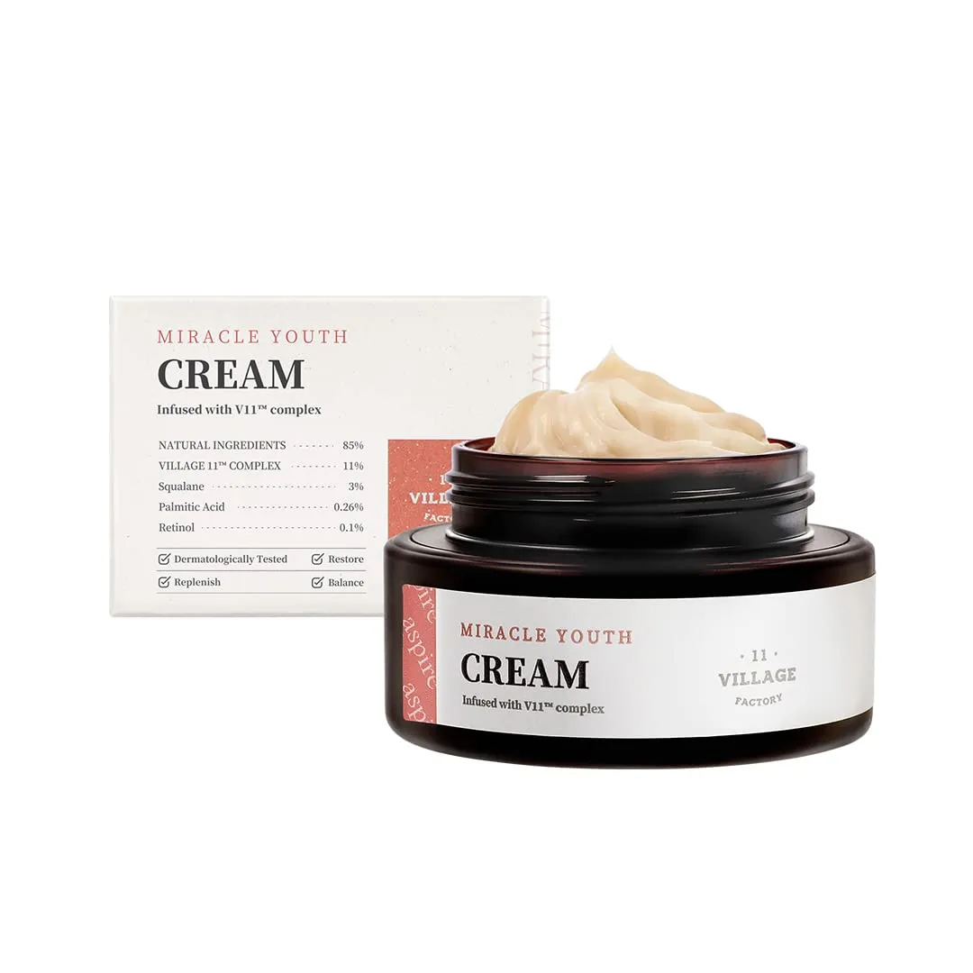 Miracle Youth Cream Retinol 0.1% for beginners Squalane Firm Skin Youthful Skin Korean Face Moisturizer (1.69 fl oz/50ml)