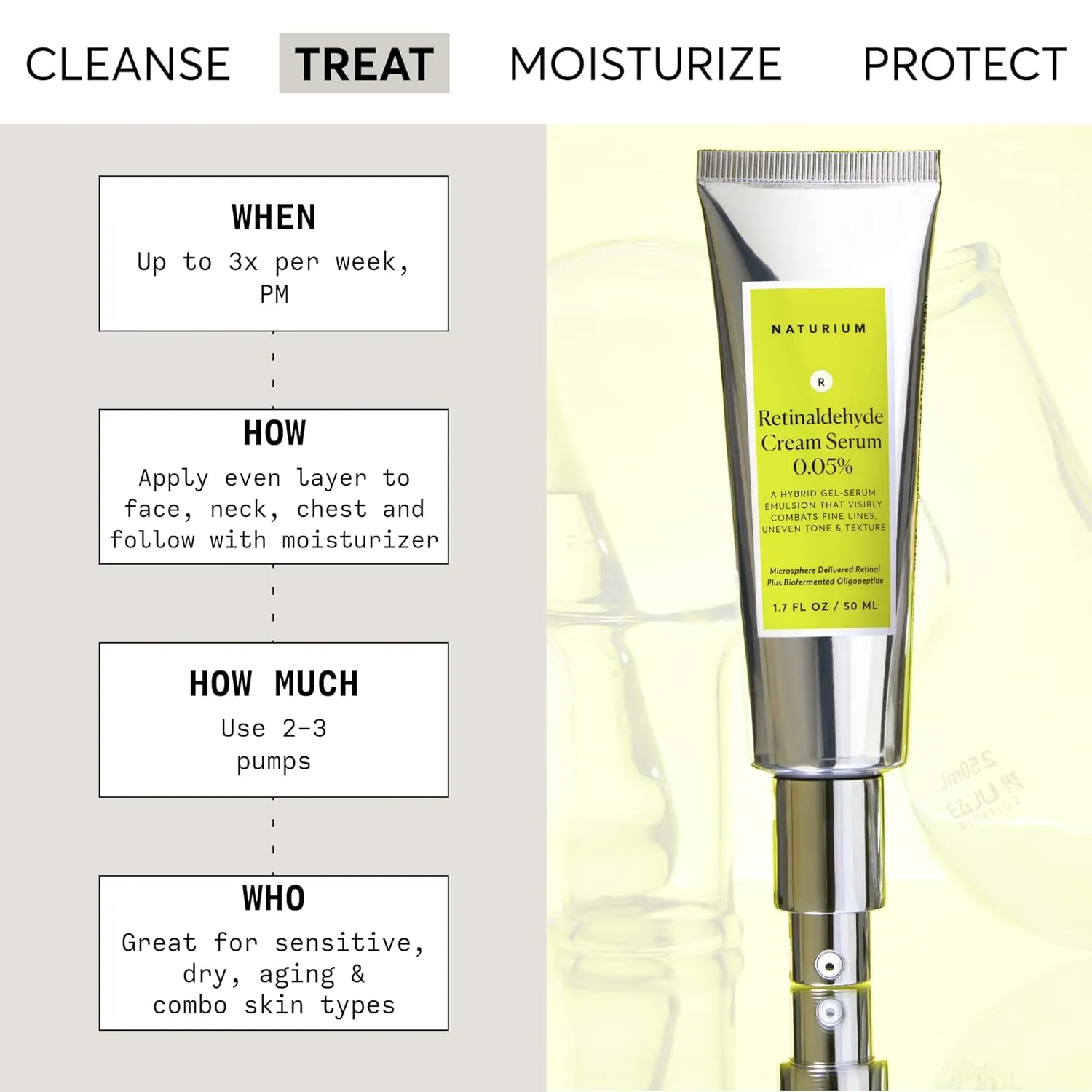 Naturium Retinaldehyde Cream Serum 0.05%, Advanced Anti-Aging & Smoothing Face & Skin Care, 1.7 oz