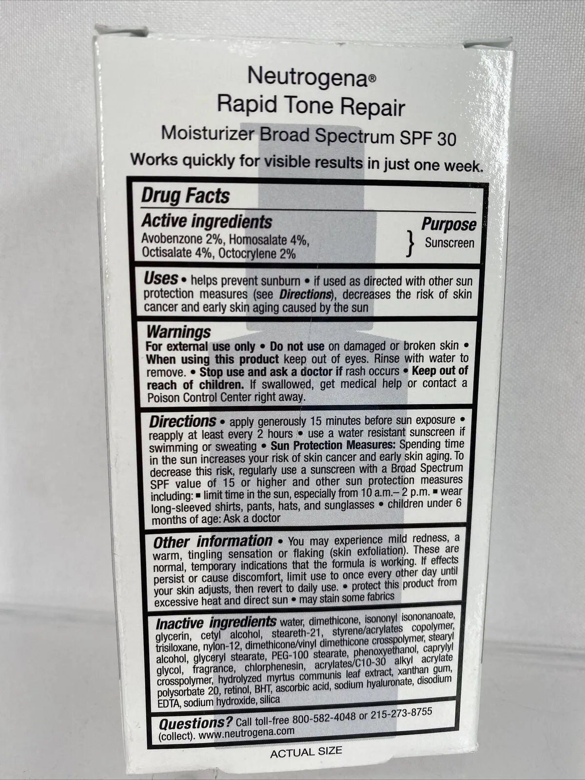 Neutrogena Rapid Tone Repair Moisturizer Retinol Vitamin C SPF30 Pump 1oz 8/23