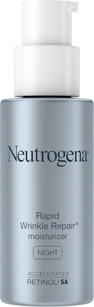 Neutrogena Rapid Wrinkle Repair Retinol Anti-Wrinkle Night Moisturizer Cream, Anti-Wrinkle Face & Neck Cream Moisturizer with Hyaluronic Acid & Retinol, Paraben-Free, 1 fl. oz