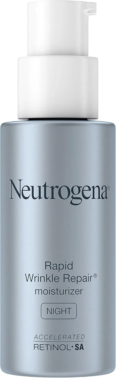Neutrogena Rapid Wrinkle Repair Retinol Anti-Wrinkle Night Moisturizer Cream, Anti-Wrinkle Face & Neck Cream Moisturizer with Hyaluronic Acid & Retinol, Paraben-Free, 1 fl. oz