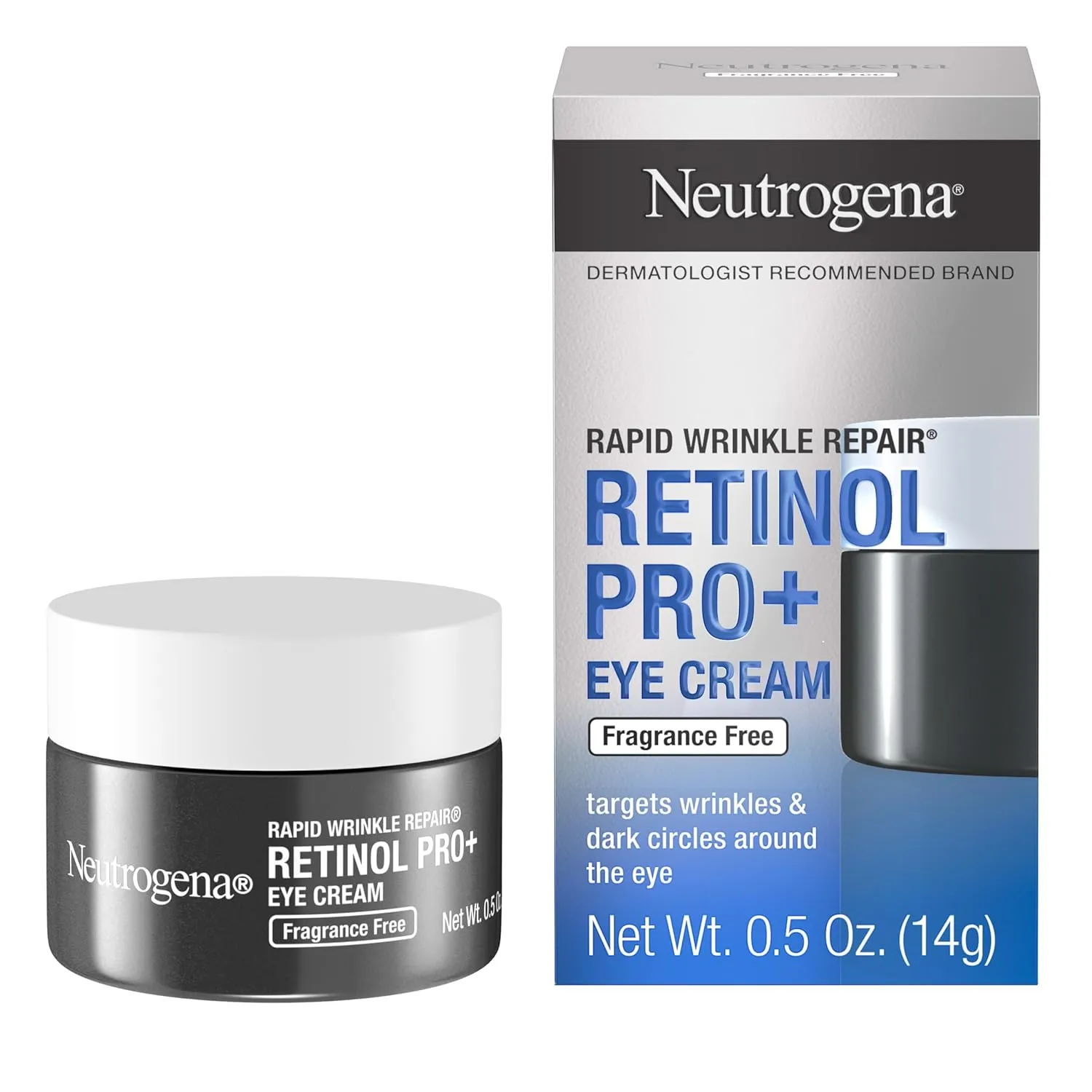 Neutrogena Rapid Wrinkle Repair Retinol Pro  Anti-Wrinkle Eye Cream, Targeted Eye Cream for Wrinkles & Dark Circles, Formulated without Fragrance, Dyes, Phthalates, and Parabens, 0.5 oz
