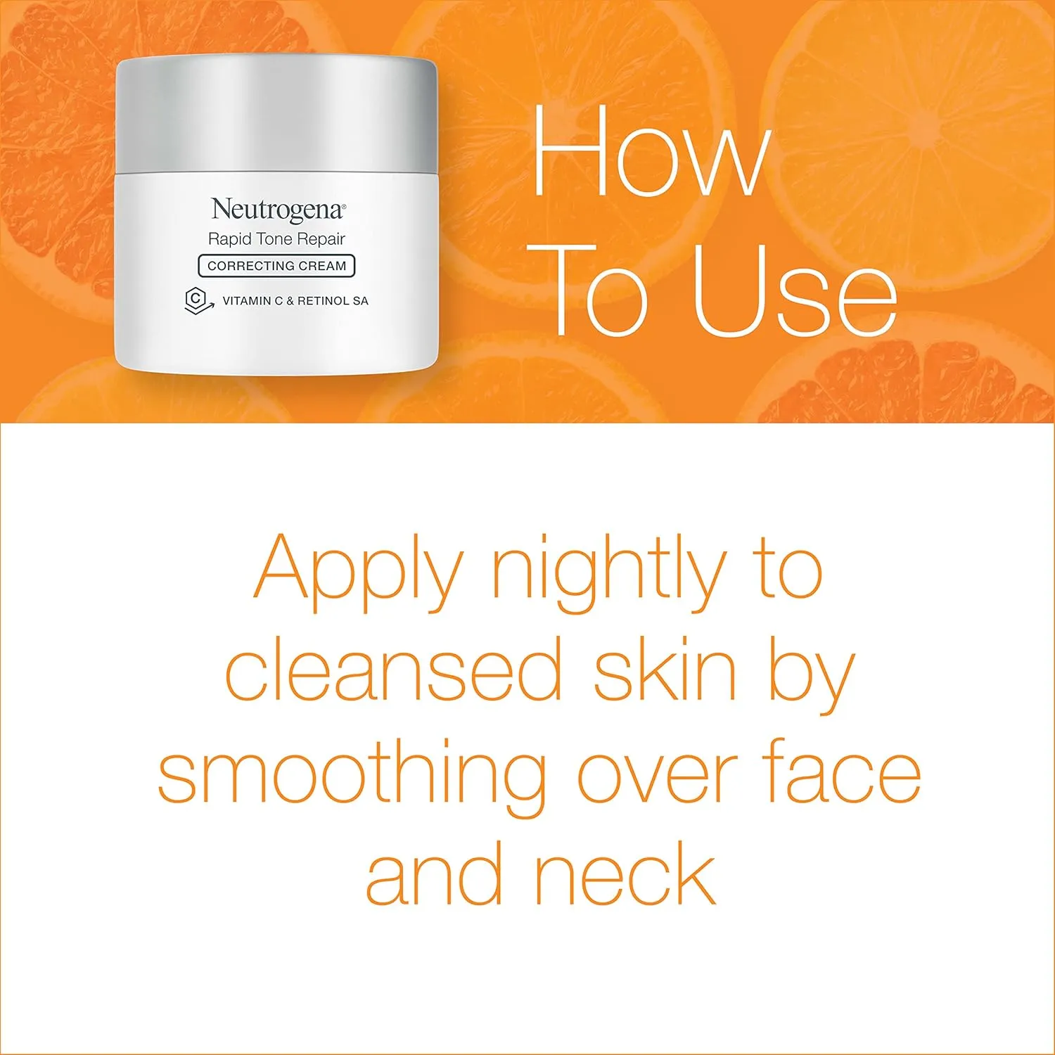 Neutrogena Retinol   Vitamin C Correcting Cream, Rapid Tone Repair Face & Neck Cream with Hyaluronic Acid for Dark Spots, Fine Lines & Wrinkles, 1.7 oz