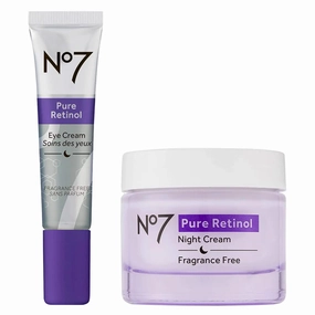 No7 Retinol Skincare Bundle - Includes Retinol Eye Cream (0.5 oz) and Night Repair Cream (1.69 fl oz) for Face - 2-Piece Skincare Set