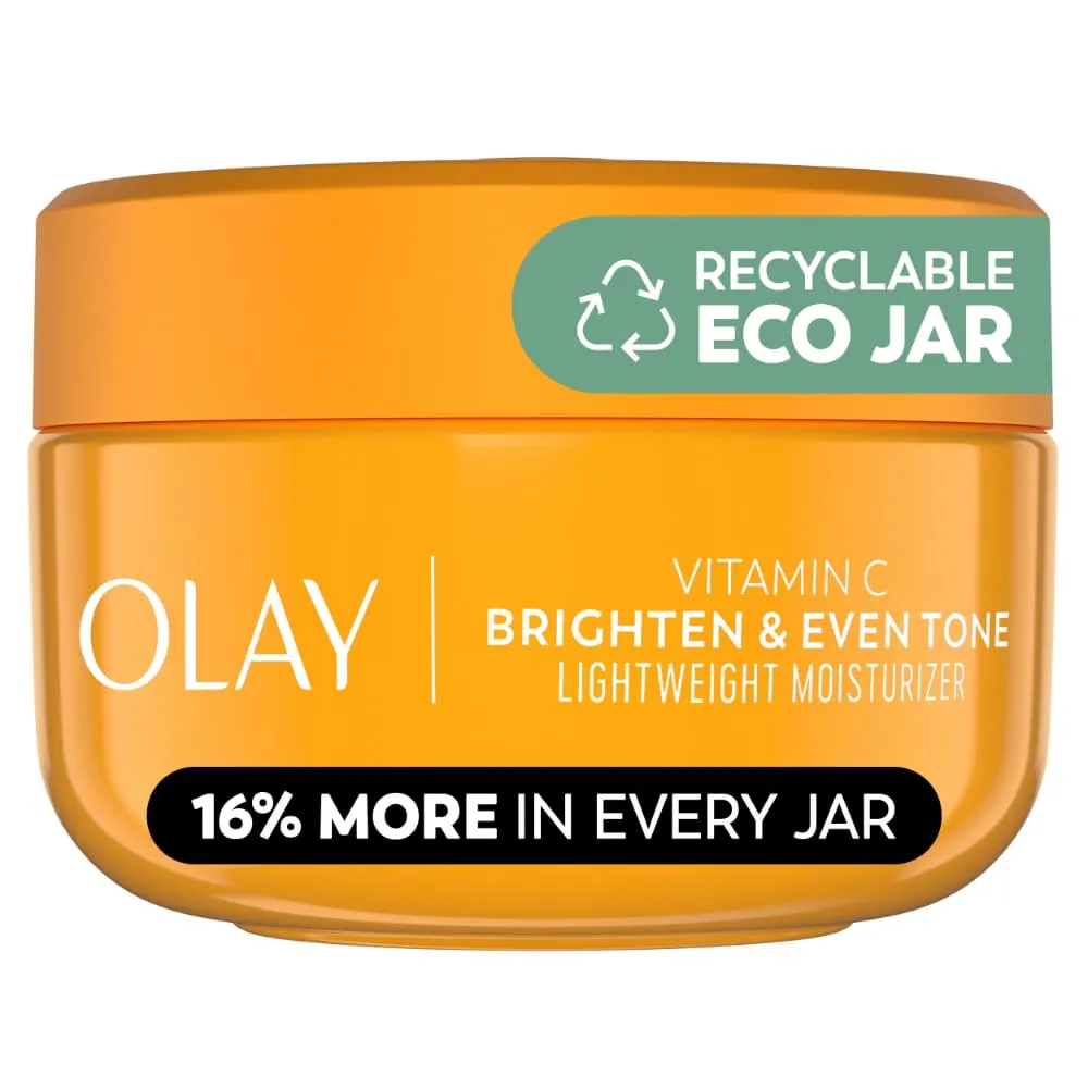Olay Bright & Even Vitamin C with Lactic Acid Face Moisturizer, 2 oz Lightweight Brightening Face Cream for Uneven Skin Tone, Recyclable Eco Jar Packaging, Value Size