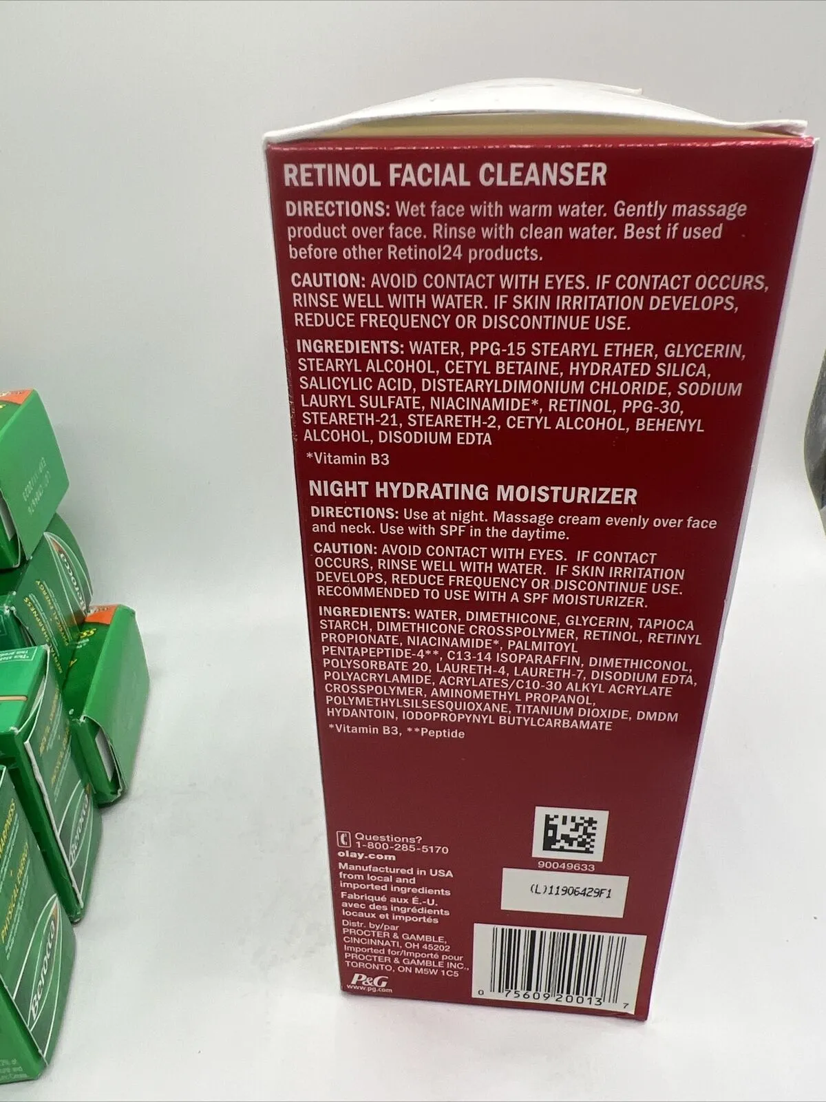 Olay Regenerist Retinol 24   Peptide Night Moisturizer 1.6oz  Face Cleanser 5oz