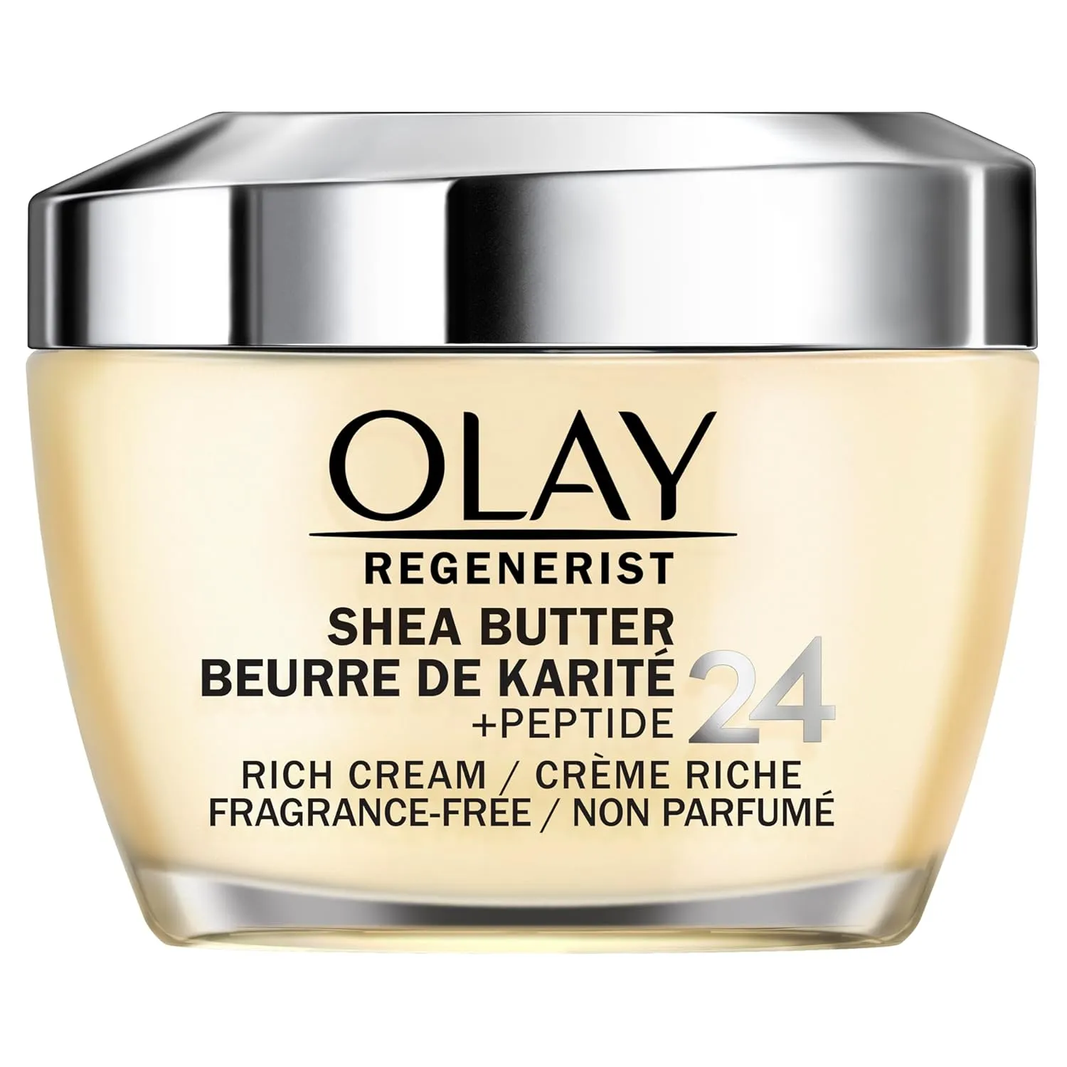 Olay Regenerist Shea Butter   Peptide 24 Rich Cream Face Moisturizer, Fragrance Free, 1.7 oz (48g)