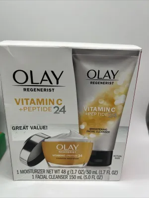Olay Regenerist Vitamin C Peptide 24, Hydrating Moisturizer & Facial Cleanser