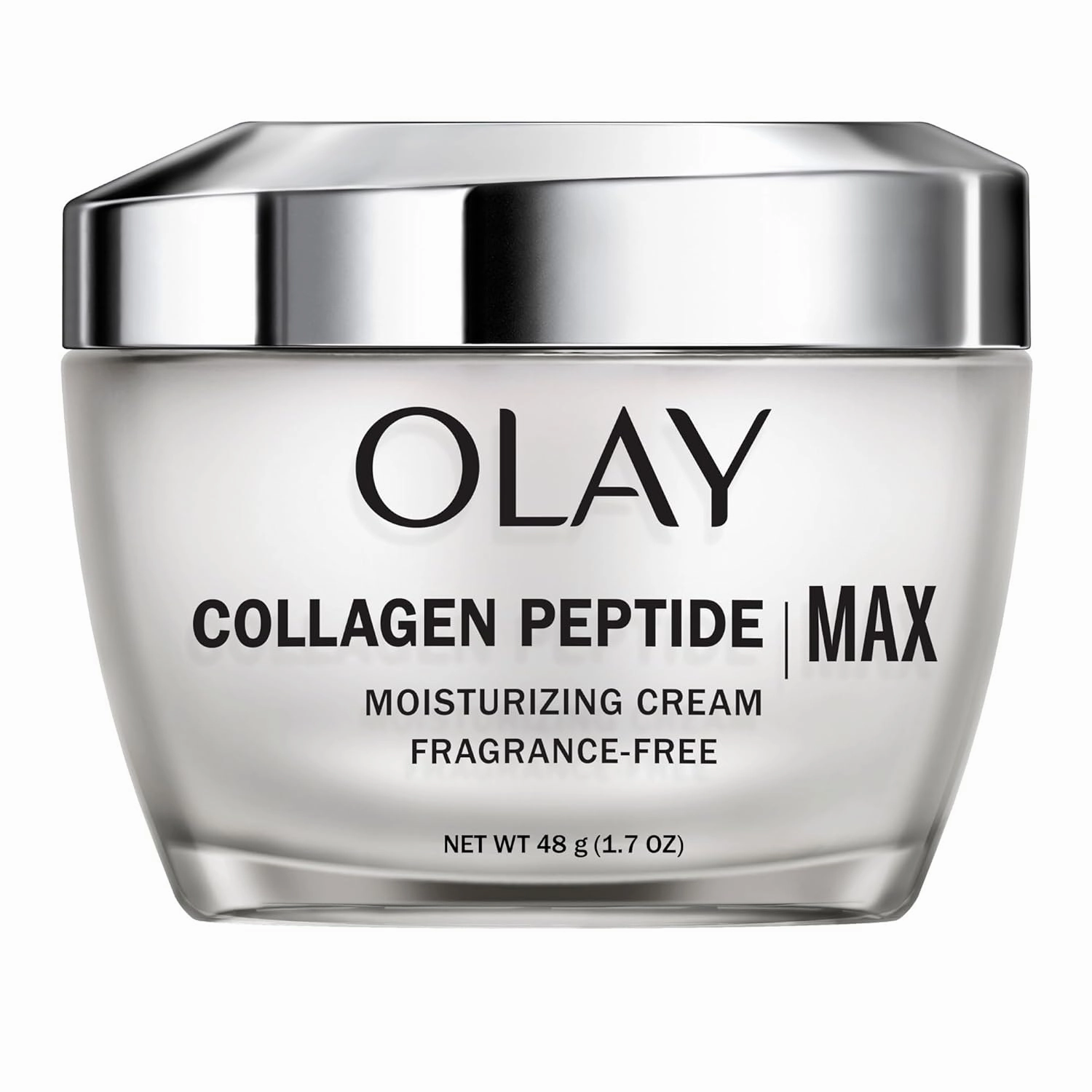 Olay Collagen Peptide MAX Face Moisturizer, Firm - Plump - Hydrate, Fragrance Free Cream with Vitamin B3, 1.7 oz