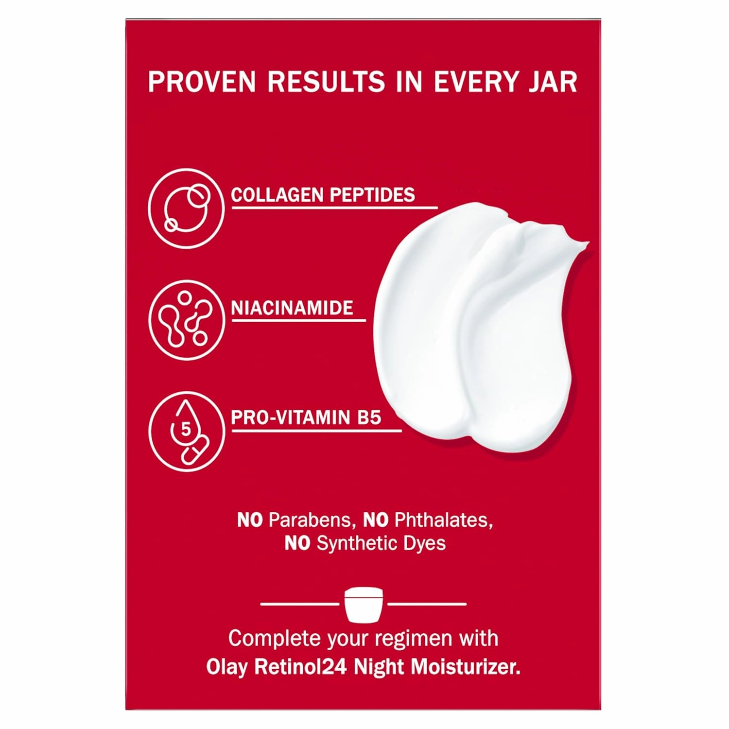 Olay Collagen Peptide MAX Face Moisturizer, Firm - Plump - Hydrate, Fragrance Free Cream with Vitamin B3, 1.7 oz