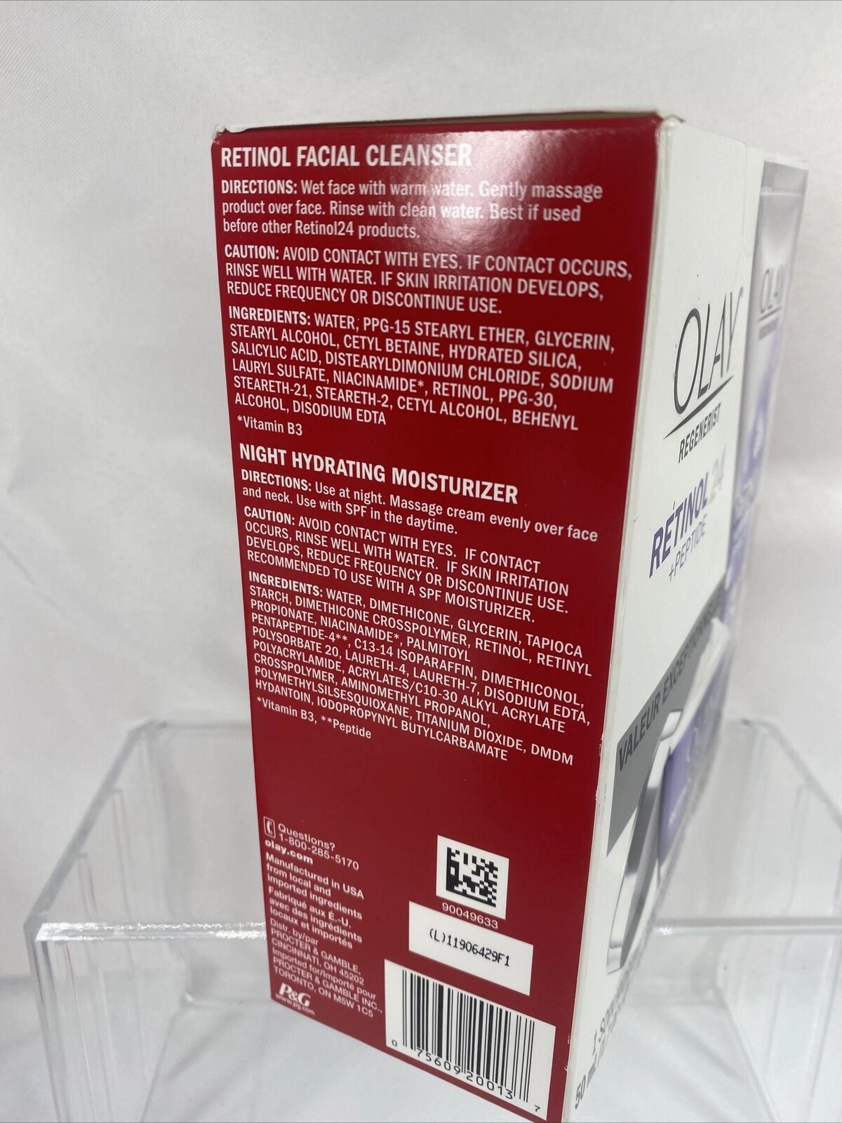 Olay Regenerist DUO Retinol24 Peptide 1.7oz NIGHT Moisturizer 5oz Face Cleanser