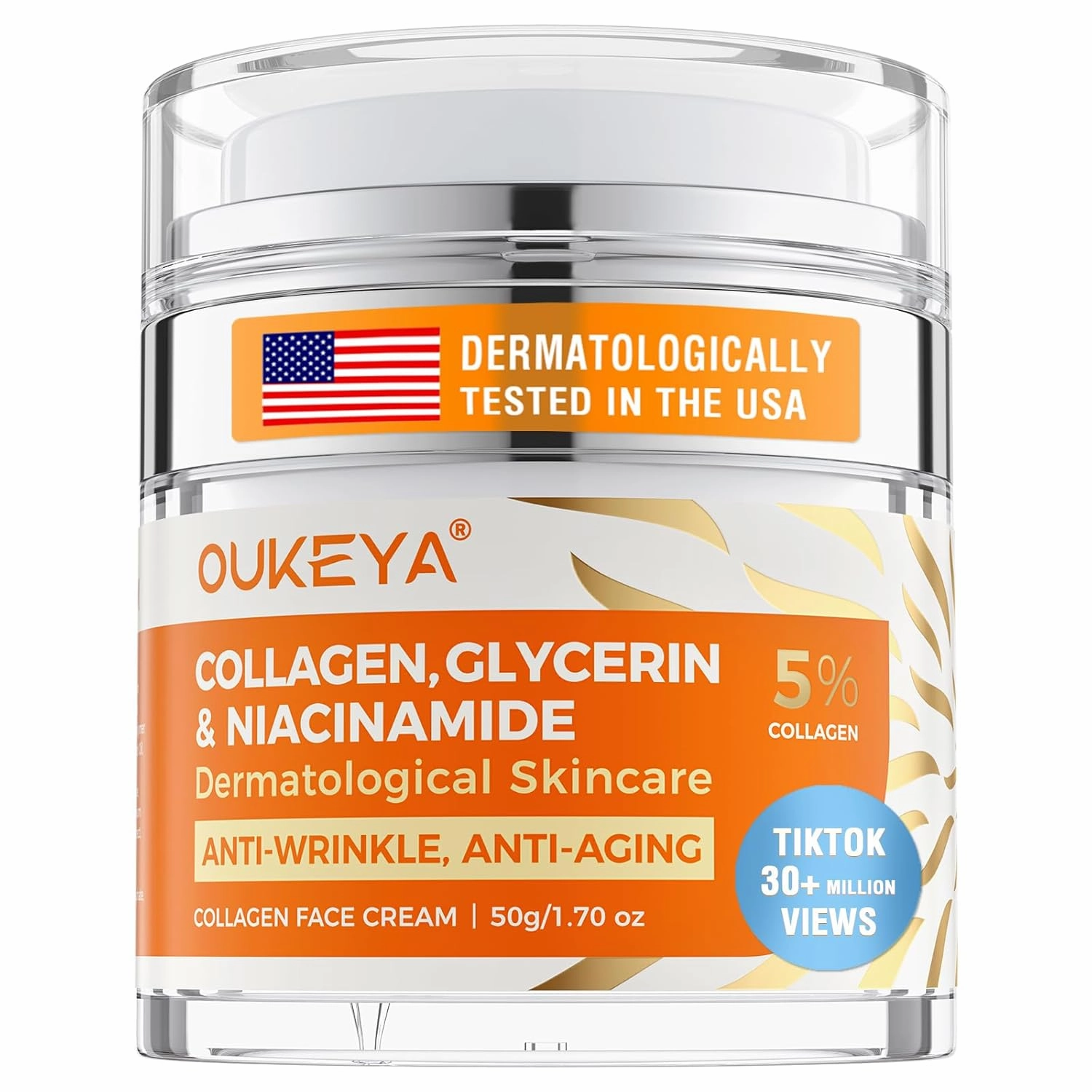 OUKEYA Collagen, Retinol & Hyaluronic Acid Cream - Anti-Aging Face Moisturizer for Face, Neck & Décolleté, Daily Moisturizer Face Cream - 1.7 fl.oz with 5% Hyaluronic Acid Niacinamide