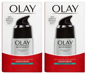 (PACK of 2) 0lay Regenerist Regenerating Serum FRAGRANCE-FREE, 1.7 Fl Oz (50 ml) EACH - Advanced Anti-Aging Moisturizer