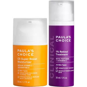 Paula's Choice CLINICAL 1% Retinol Treatment   C5 Super Boost 5% Vitamin C Moisturizer, for Discoloration, Deep Wrinkles & Dark Spots, Fragrance-Free & Paraben-Free, Set of 2