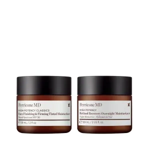 Perricone MD High Potency Bundle: Face Finishing and Firming Tinted Moisturizer Broad Spectrum SPF 30 & Retinol Recovery Overnight Moisturizer