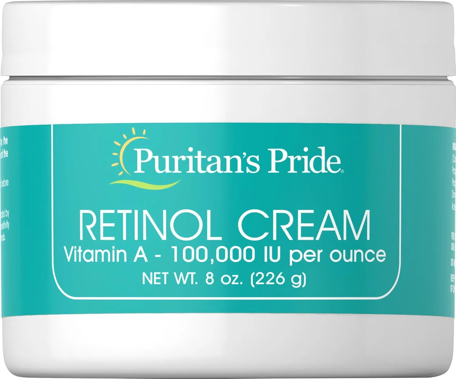 Puritan's Pride Retinol Cream With Vitamin A (100,000 IU Per Ounce), Daily Anti-Aging Face Moisturizer for Face, Neck, And Décolleté, Promotes Smooth and Hydrated Skin, 8 Ounce