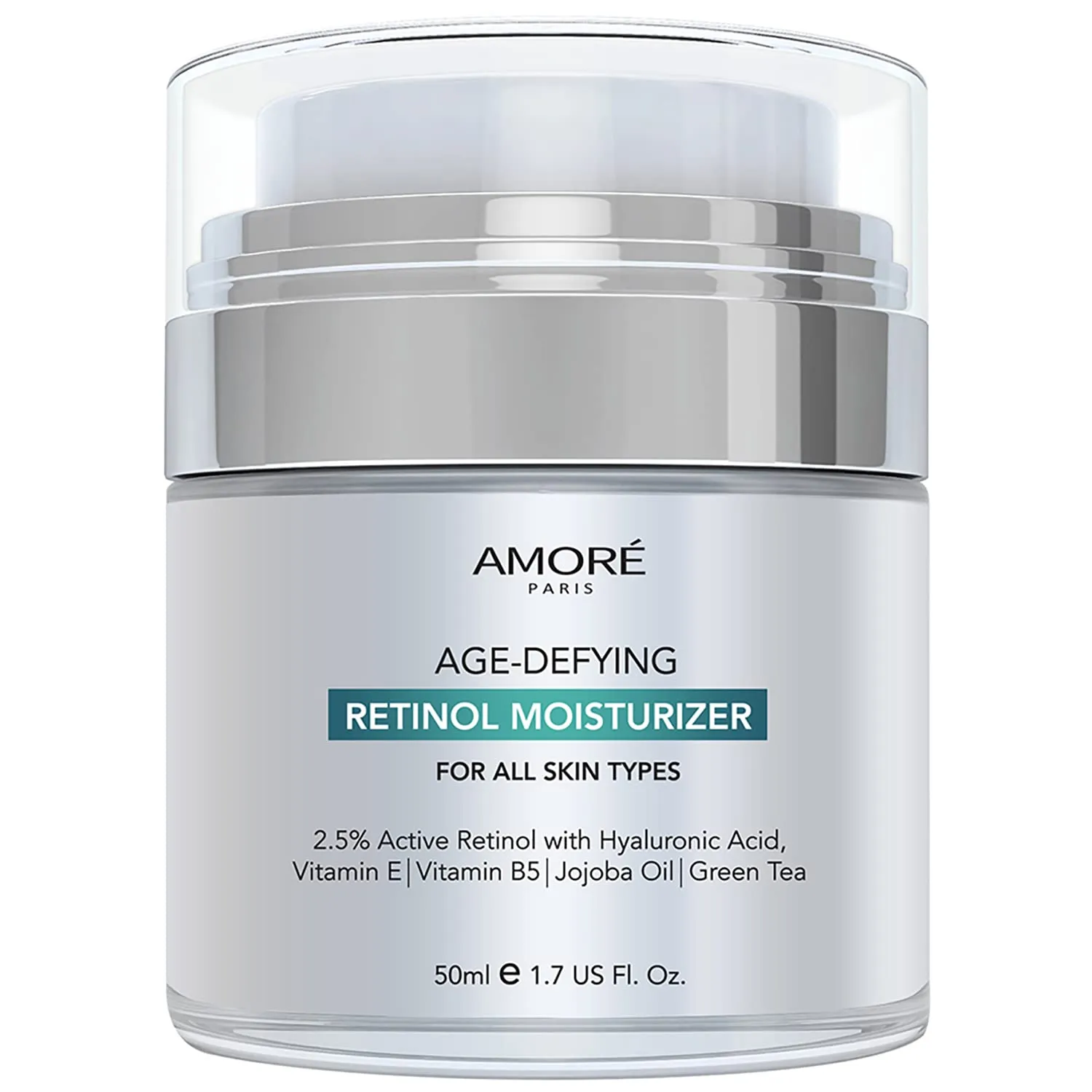 Retinol 2.5% High Potency Anti-Aging Moisturizer Cream (1.7 Fl. Oz.), Silver