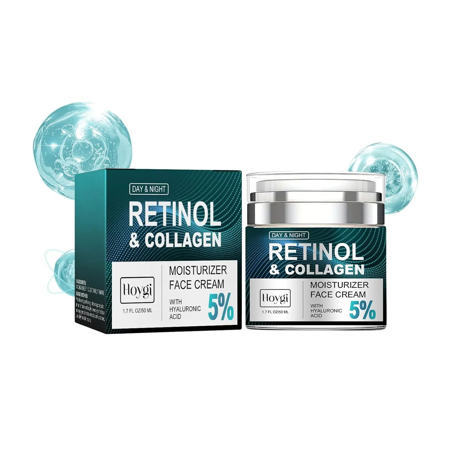 Retinol & Collagen Anti-Aging Cream - 1.7 Fl Oz Hydrating Night Moisturizer to Diminish Wrinkles & Enhance Radiance for All Skin Types