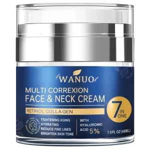 Retinol Cream for Face, Face Moisturizer, Neck Creams for Tightening and Firming with Collagen & Hyaluronic Acid, Daily Anti-Aging Face Cream for Women, Smooth Wrinkles & Fine Lines, 1.3 fl oz